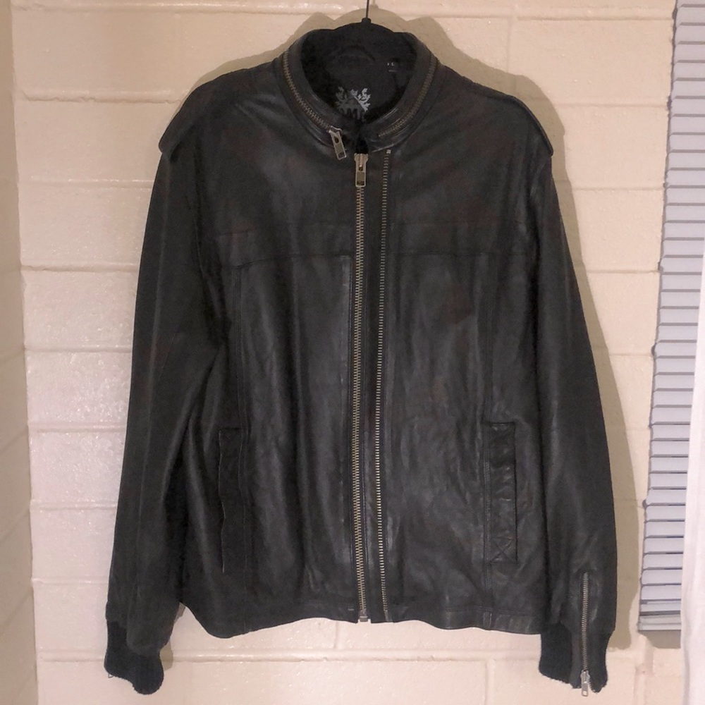Black leather sport jacket